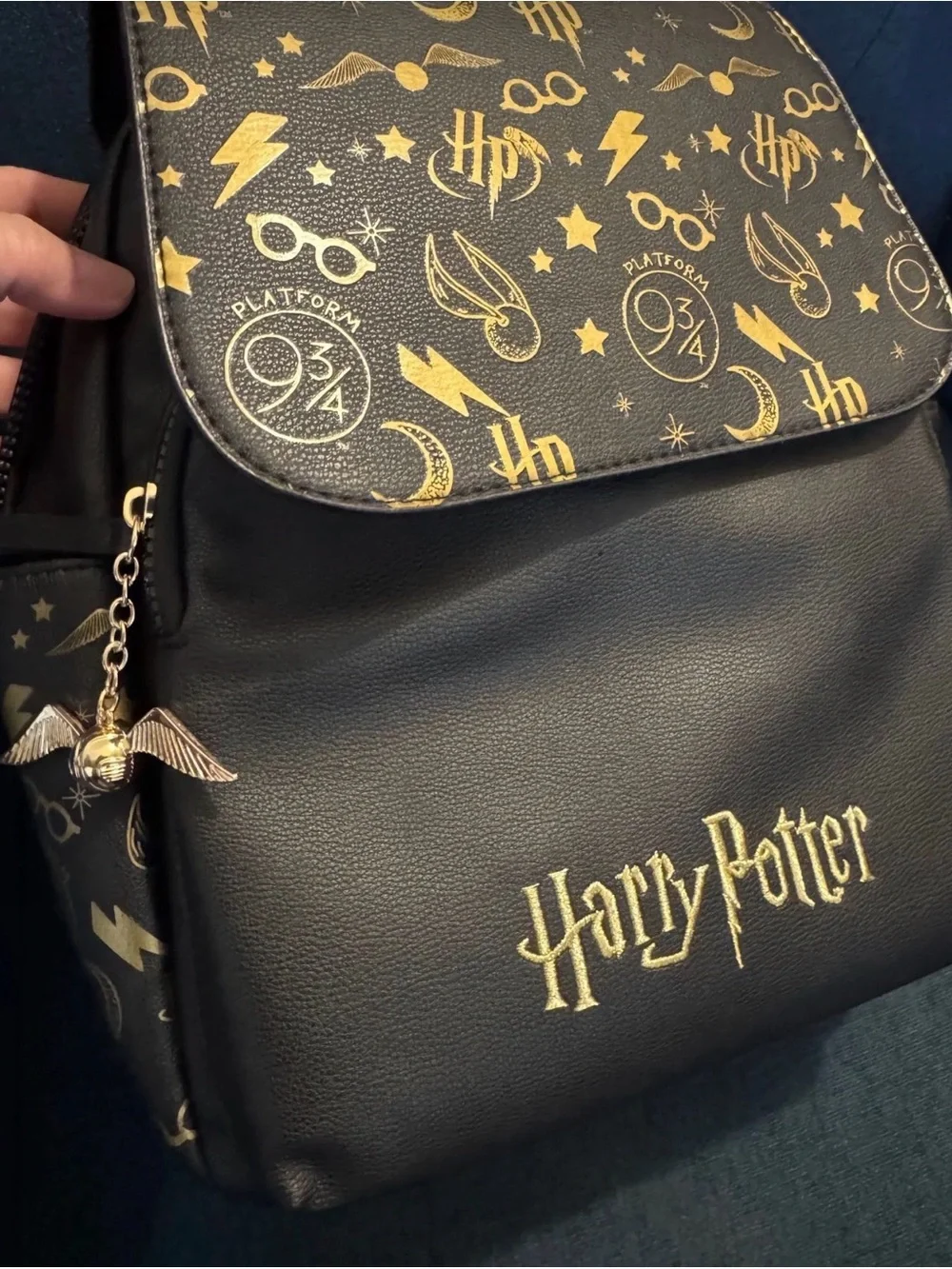 Primark x Harry Potter Black Faux Leather Backpack